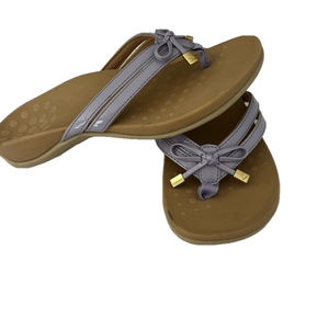 Vionic Bella X Toe Post Sandals Womens 5 Lavender Gold Shoes Bow Cream Sole